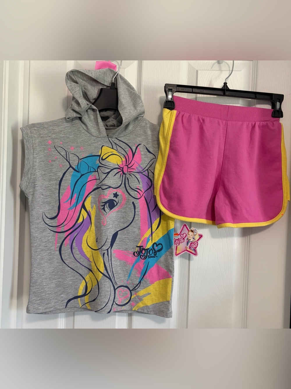 BNWT JOJO SIWA NICKELODEON GIRL HOODIE T-SHIRT & SHORT 2-PIECE MEDIUM (M) 7/8